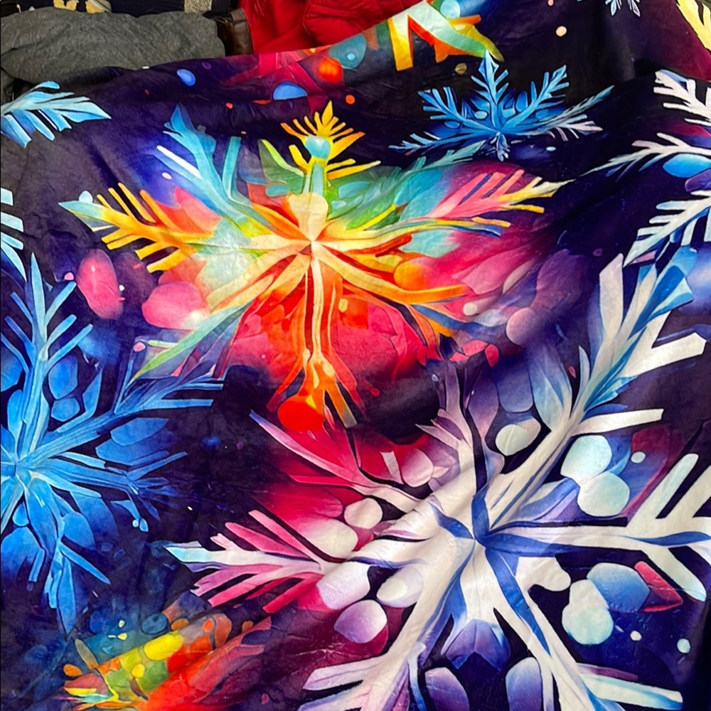 Colorful Snowflake Patterned Fabric